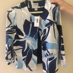 White/Blue Floral Chico’s jacket